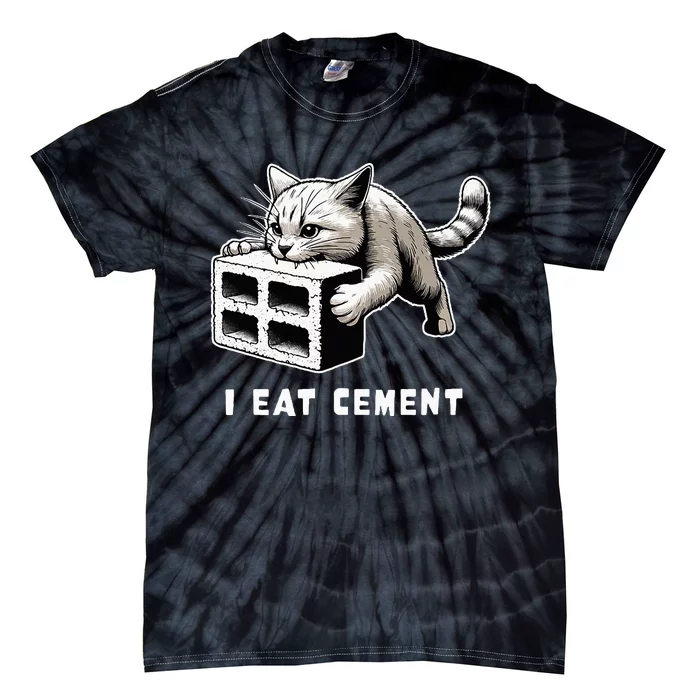 I Eat Cement Cursed Cat Funny Weird Meme Tie-Dye T-Shirt