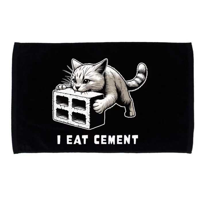 I Eat Cement Cursed Cat Funny Weird Meme Microfiber Hand Towel