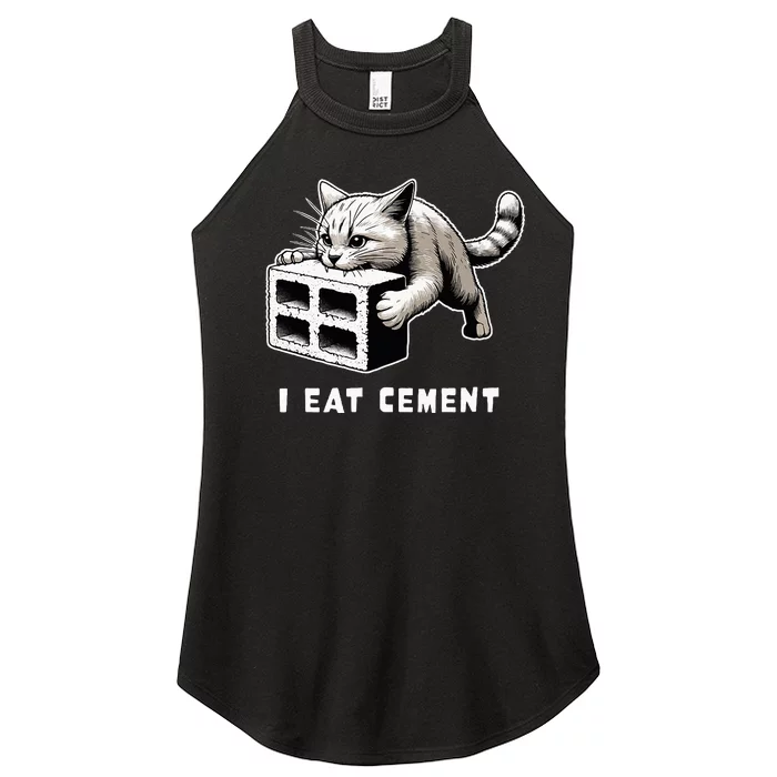 I Eat Cement Cursed Cat Funny Weird Meme Women’s Perfect Tri Rocker Tank