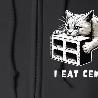 I Eat Cement Cursed Cat Funny Weird Meme Full Zip Hoodie