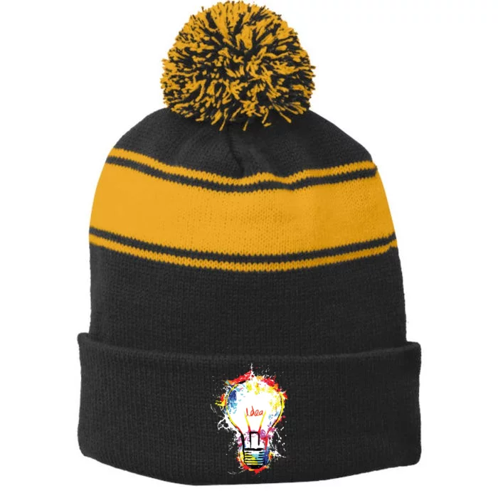 Idea Explosion Creative Genius Light Bulb Women Stripe Pom Pom Beanie