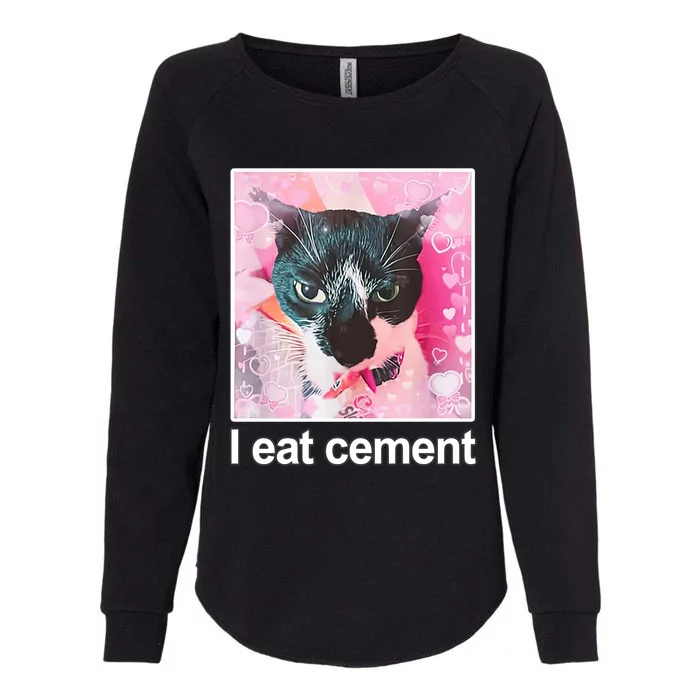 I Eat Cement Cat Funny Cat Womens California Wash Sweatshirt