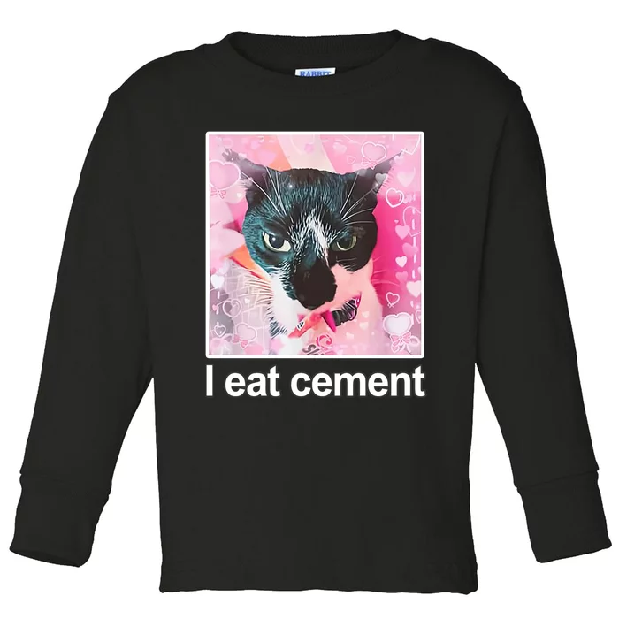 I Eat Cement Cat Funny Cat Toddler Long Sleeve Shirt