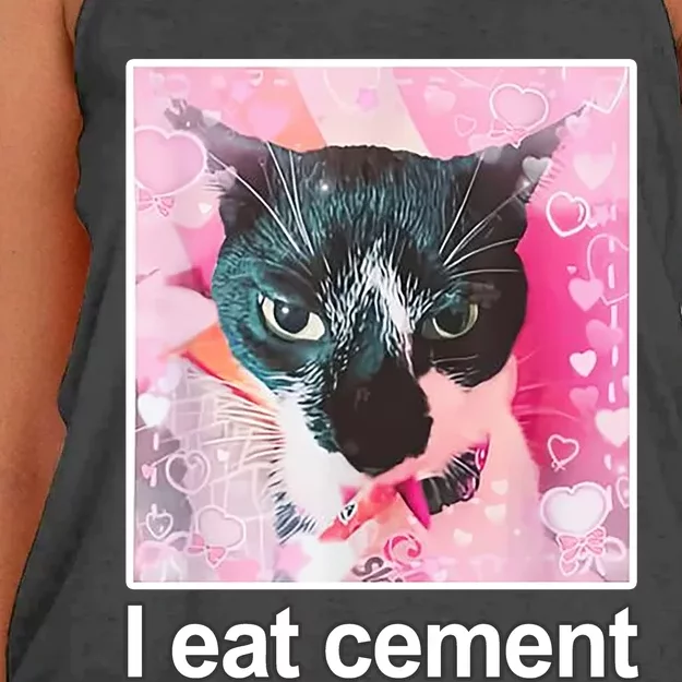 I Eat Cement Cat Funny Cat Women's Knotted Racerback Tank