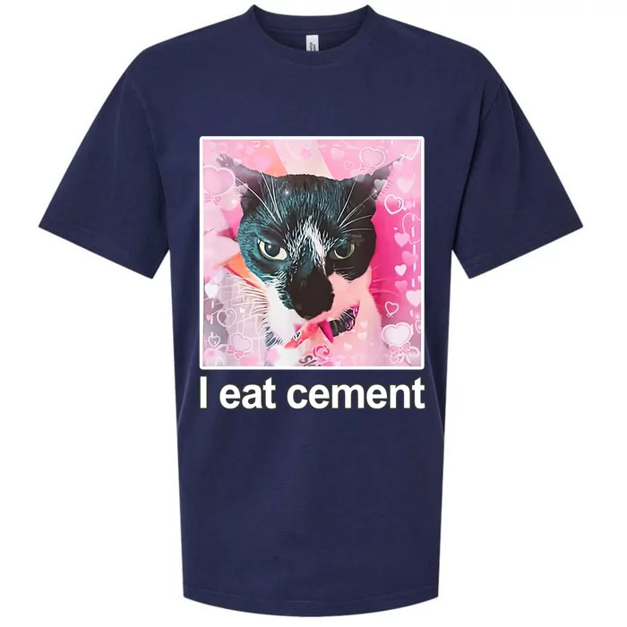 I Eat Cement Cat Funny Cat Sueded Cloud Jersey T-Shirt