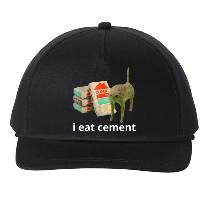 I Eat Cement Cursed Cat Funny Oddly Specific Meme Snapback Five-Panel Rope Hat