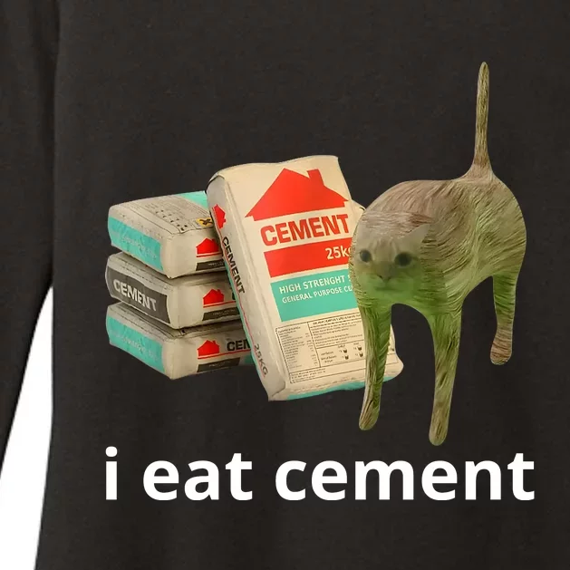 I Eat Cement Cursed Cat Funny Oddly Specific Meme Womens CVC Long Sleeve Shirt