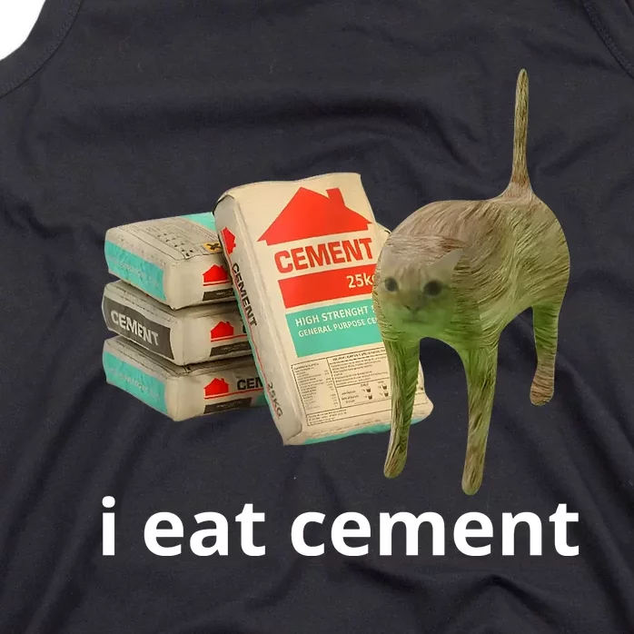 I Eat Cement Cursed Cat Funny Oddly Specific Meme Tank Top