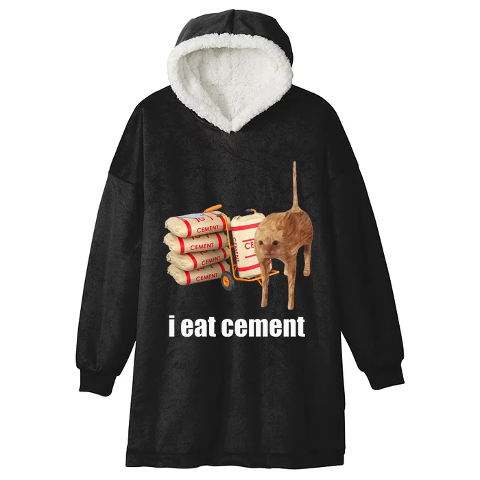 I Eat Cement Cursed Cat Funny Oddly Specific Weird Hooded Wearable Blanket