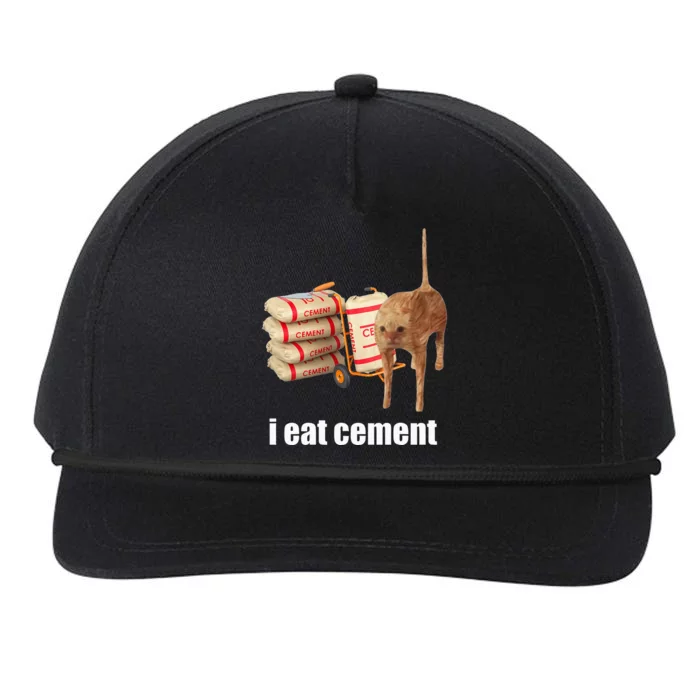 I Eat Cement Cursed Cat Funny Oddly Specific Weird Snapback Five-Panel Rope Hat