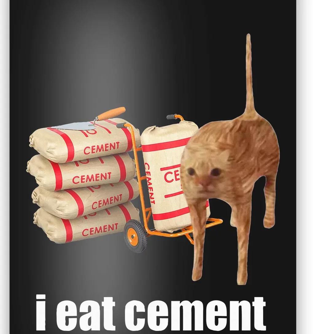 I Eat Cement Cursed Cat Funny Oddly Specific Weird Poster