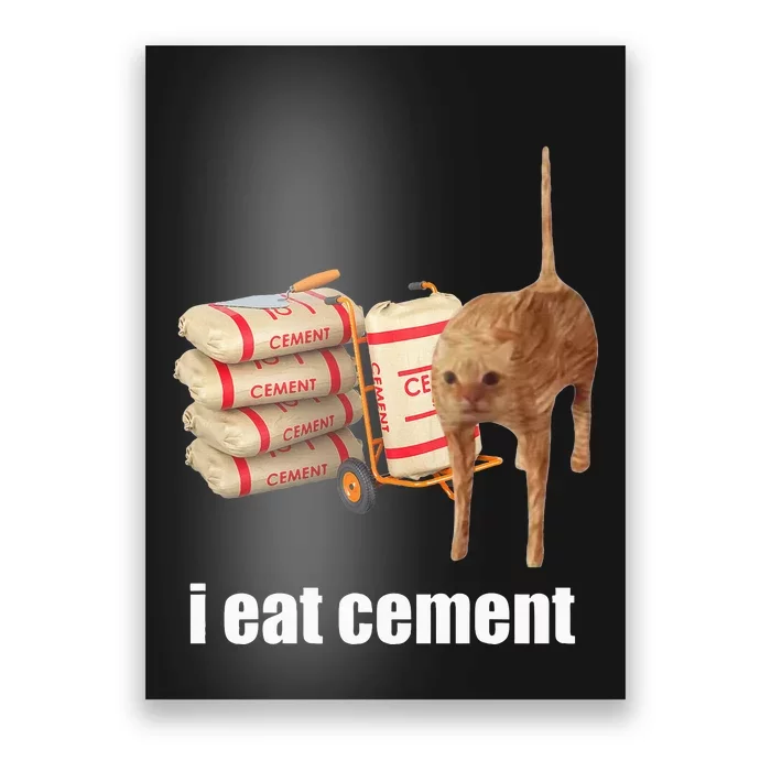 I Eat Cement Cursed Cat Funny Oddly Specific Weird Poster