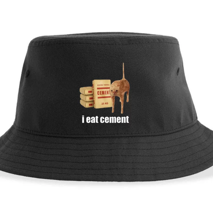 I Eat Cement Cursed Cat Funny Oddly Specific Weird Sustainable Bucket Hat