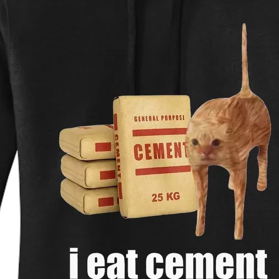 I Eat Cement Cursed Cat Funny Oddly Specific Weird Women's Pullover Hoodie