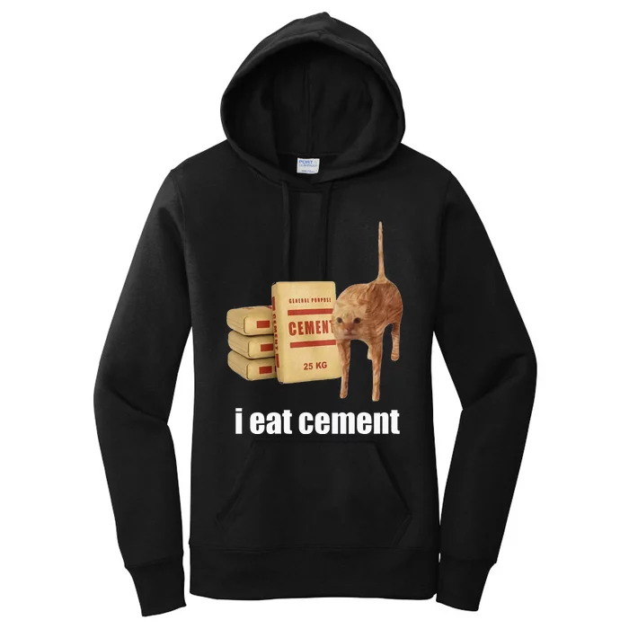 I Eat Cement Cursed Cat Funny Oddly Specific Weird Women's Pullover Hoodie