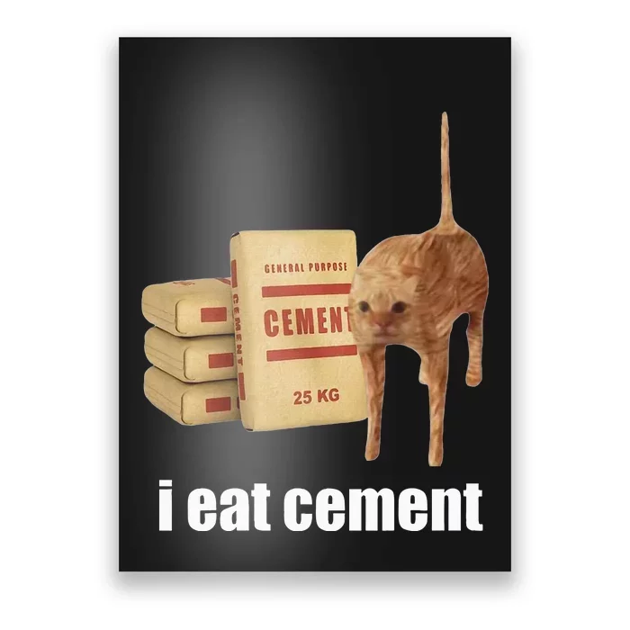 I Eat Cement Cursed Cat Funny Oddly Specific Weird Poster