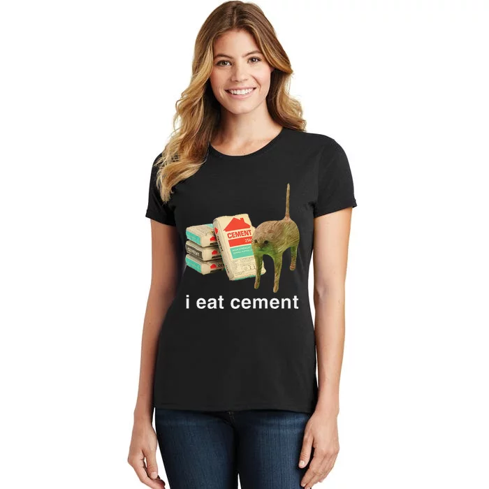 I Eat Cement Cursed Cat Funny Oddly Specific Dank Meme Women's T-Shirt