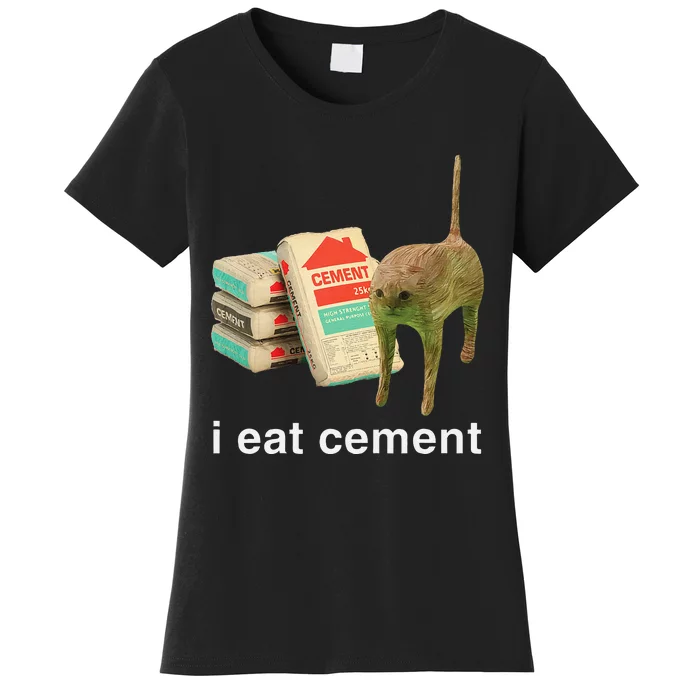 I Eat Cement Cursed Cat Funny Oddly Specific Dank Meme Women's T-Shirt