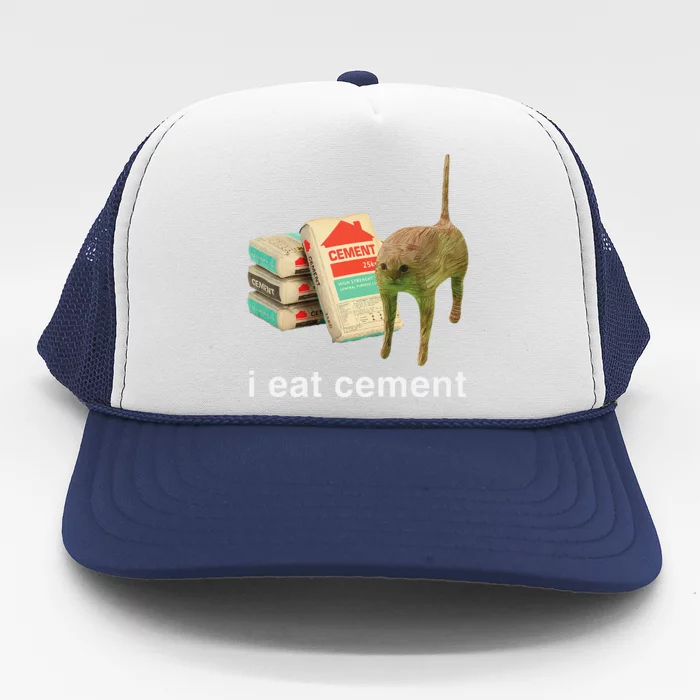 I Eat Cement Cursed Cat Funny Oddly Specific Dank Meme Trucker Hat