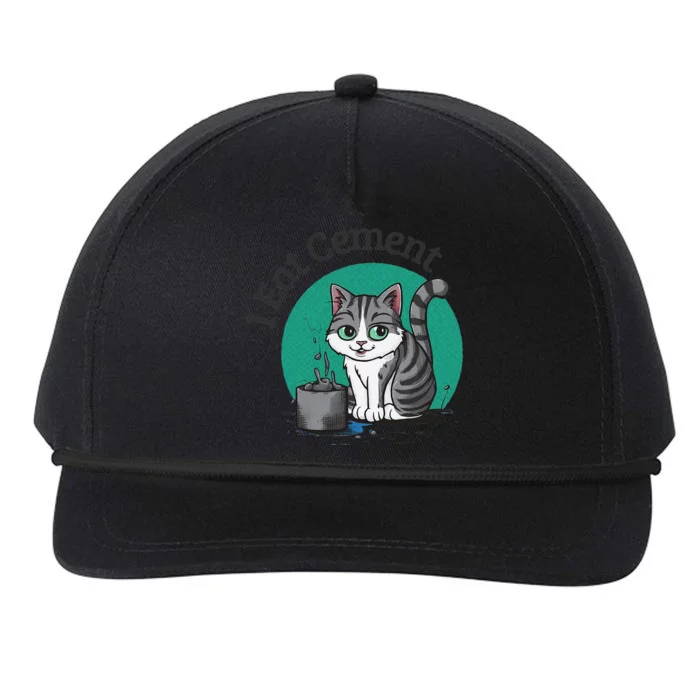 I Eat Cement Cursed Cat Funny Oddly Specific Dank Meme Snapback Five-Panel Rope Hat