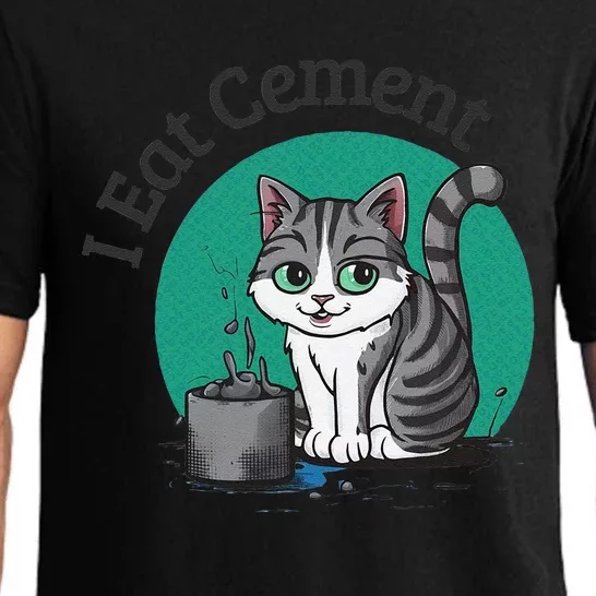 I Eat Cement Cursed Cat Funny Oddly Specific Dank Meme Pajama Set