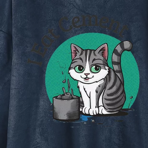 I Eat Cement Cursed Cat Funny Oddly Specific Dank Meme Hooded Wearable Blanket