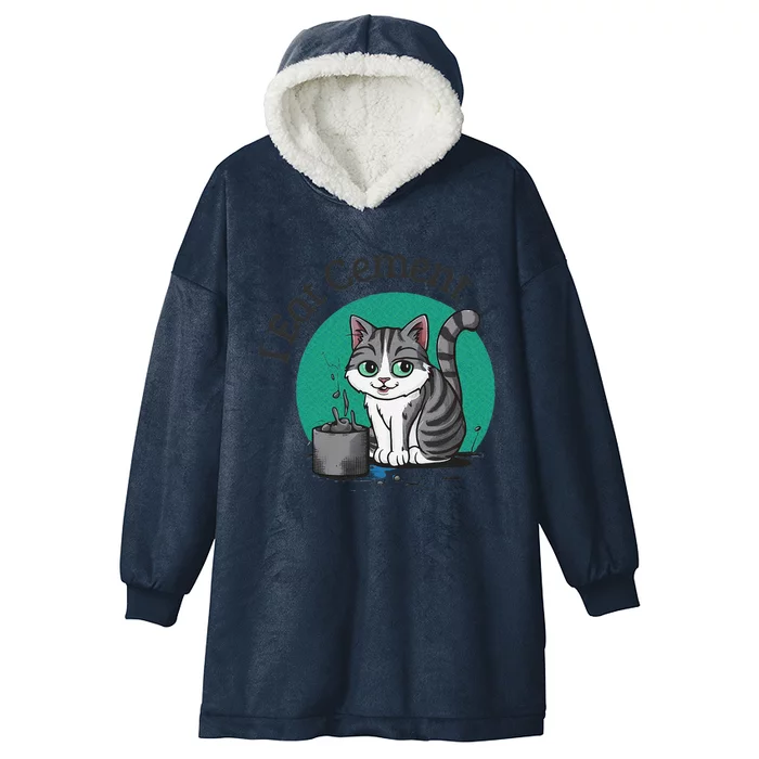 I Eat Cement Cursed Cat Funny Oddly Specific Dank Meme Hooded Wearable Blanket