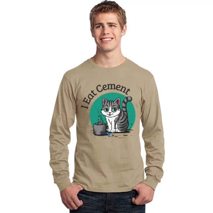 I Eat Cement Cursed Cat Funny Oddly Specific Dank Meme Long Sleeve Shirt