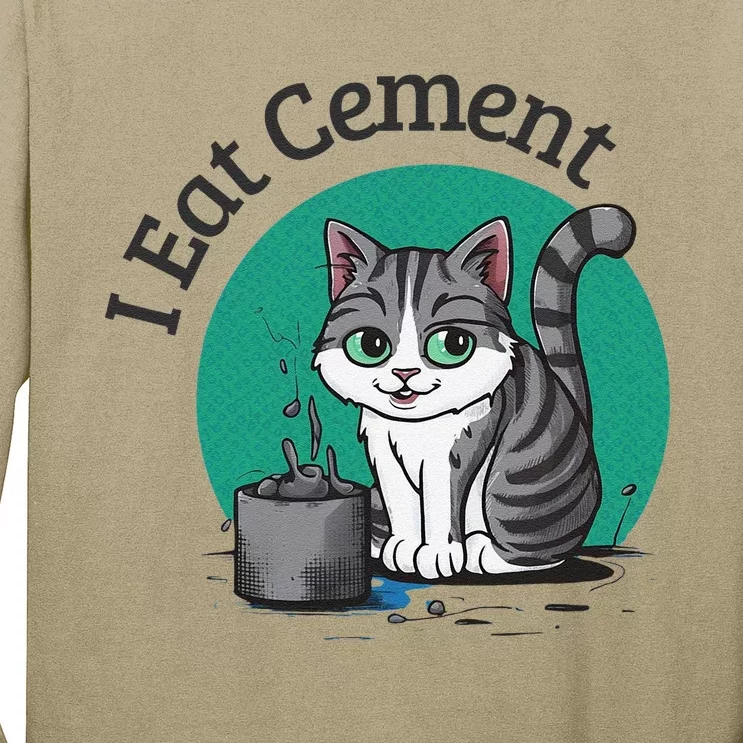 I Eat Cement Cursed Cat Funny Oddly Specific Dank Meme Long Sleeve Shirt