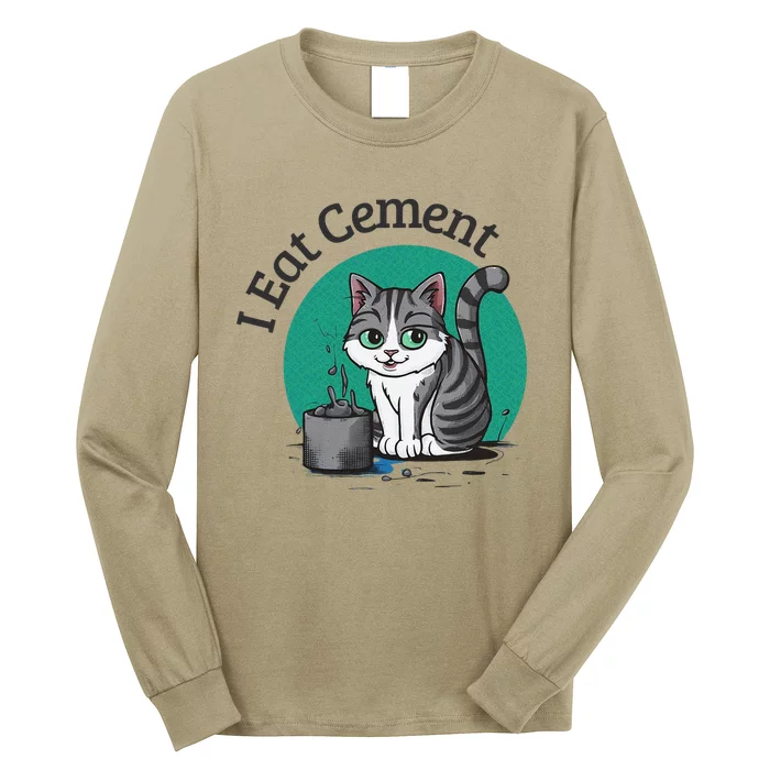 I Eat Cement Cursed Cat Funny Oddly Specific Dank Meme Long Sleeve Shirt