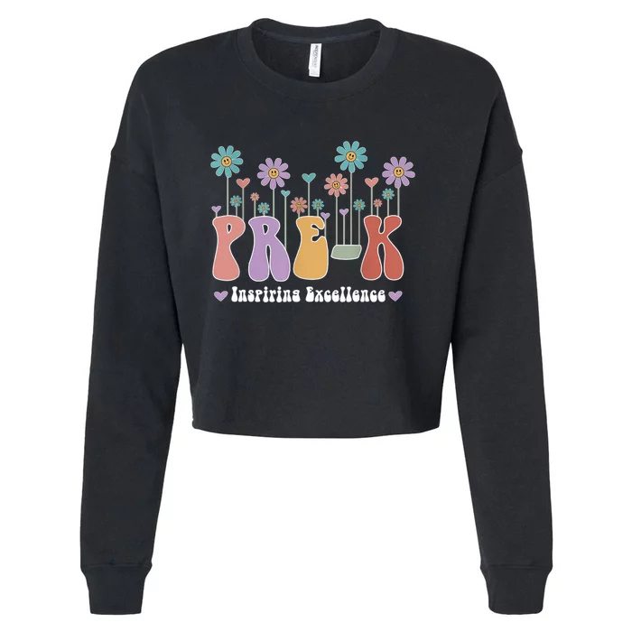 Inspiring Excellence Cute Daisies PreK Teacher PreKinder Cropped Pullover Crew