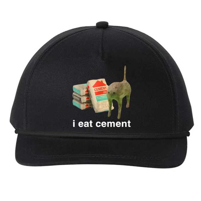 I Eat Cement Cursed Cat Funny Oddly Specific Meme Snapback Five-Panel Rope Hat