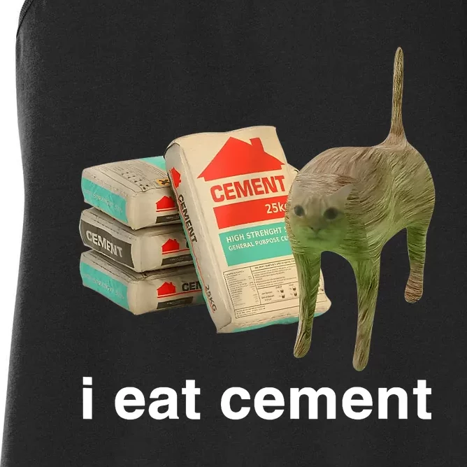 I Eat Cement Cursed Cat Funny Oddly Specific Meme Women's Racerback Tank