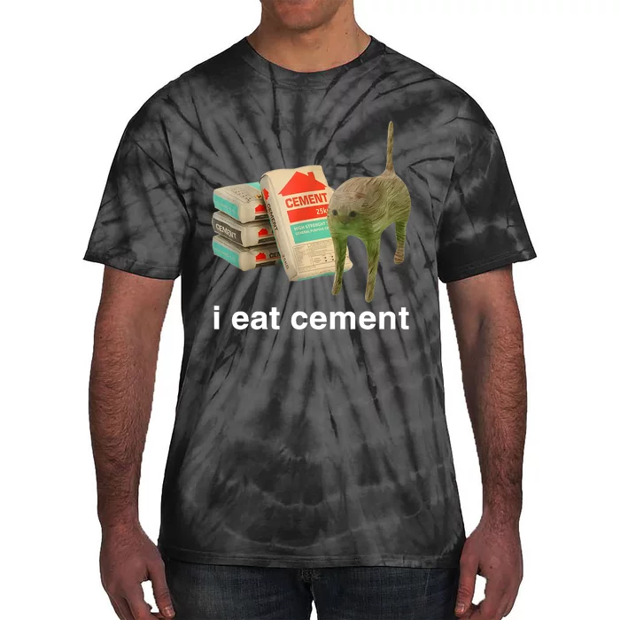 I Eat Cement Cursed Cat Funny Oddly Specific Meme Tie-Dye T-Shirt