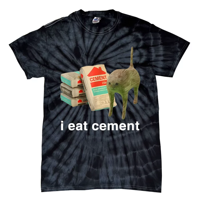 I Eat Cement Cursed Cat Funny Oddly Specific Meme Tie-Dye T-Shirt