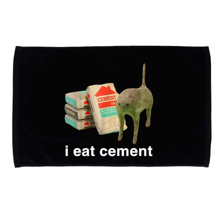 I Eat Cement Cursed Cat Funny Oddly Specific Meme Microfiber Hand Towel