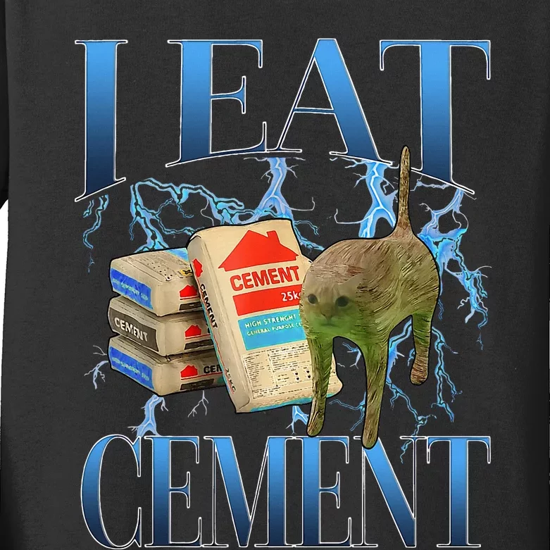 I Eat Cement Cursed Cat Oddly Specific Kids Long Sleeve Shirt