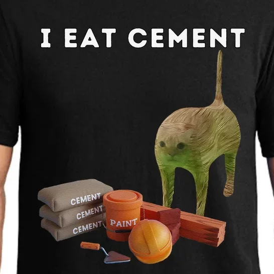 I Eat Cement Funny Cat Cursed Oddly Specific Dank Meme Pajama Set