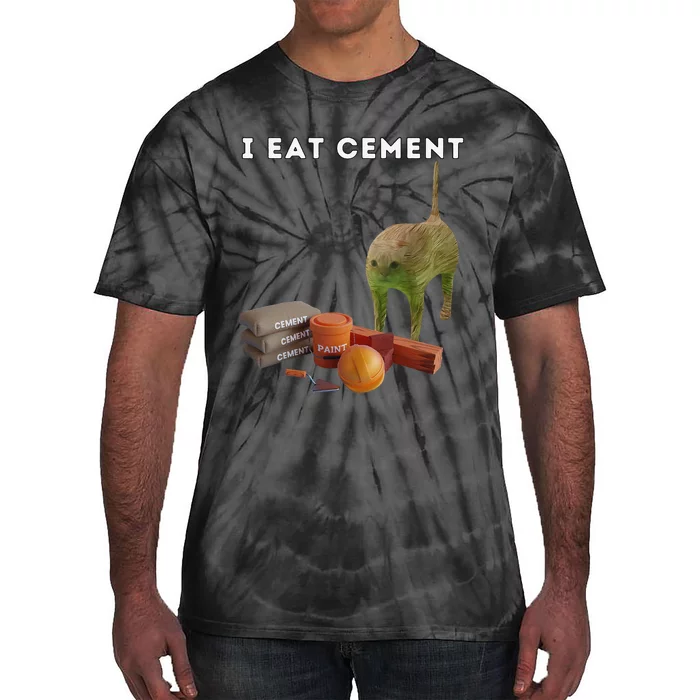 I Eat Cement Funny Cat Cursed Oddly Specific Dank Meme Tie-Dye T-Shirt