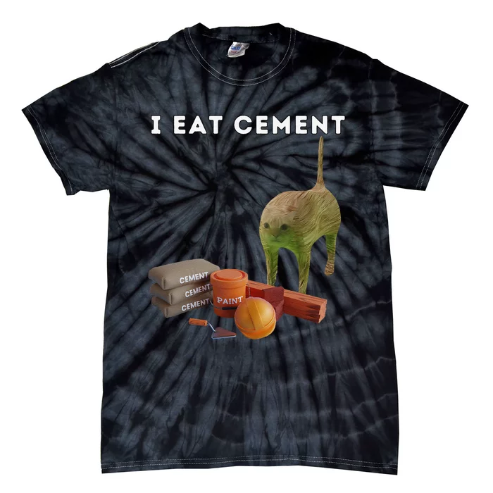 I Eat Cement Funny Cat Cursed Oddly Specific Dank Meme Tie-Dye T-Shirt