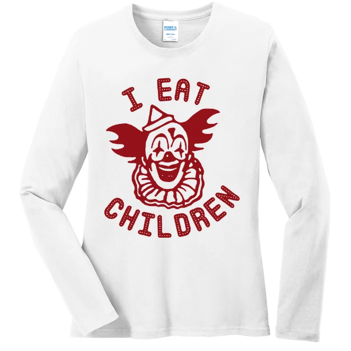 I Eat Children Funny Evil Creepy Clown Halloween Ladies Long Sleeve Shirt