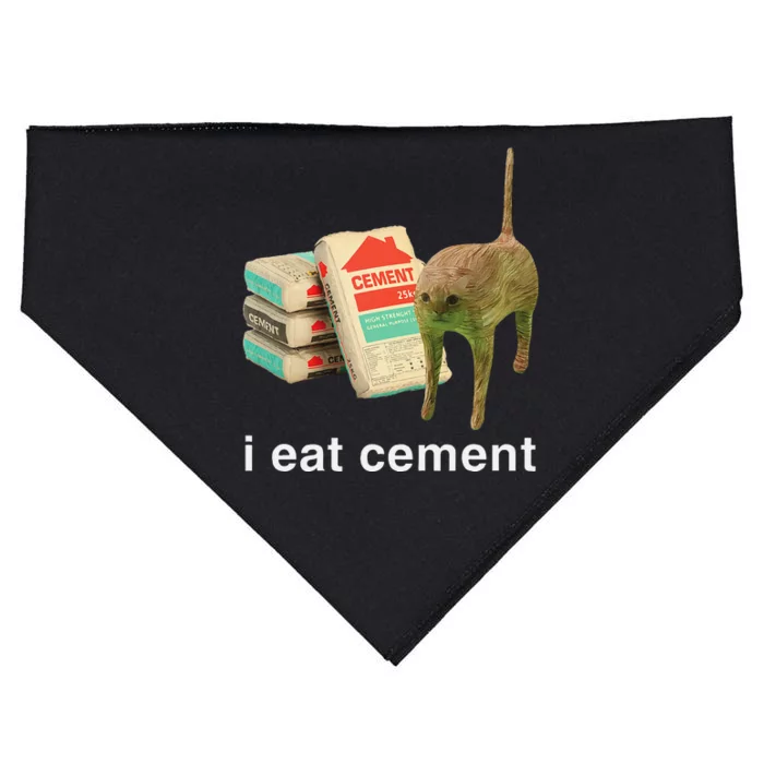 I Eat Cement Cursed Cat Funny Oddly Specific Dank Meme Gift USA-Made Doggie Bandana