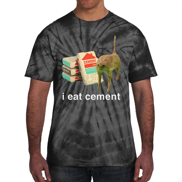 I Eat Cement Cursed Cat Funny Oddly Specific Dank Meme Gift Tie-Dye T-Shirt