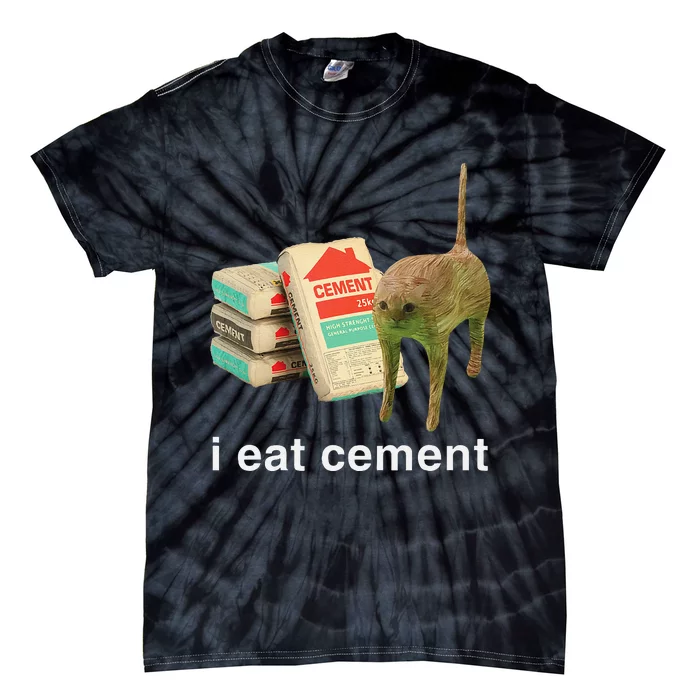 I Eat Cement Cursed Cat Funny Oddly Specific Dank Meme Gift Tie-Dye T-Shirt