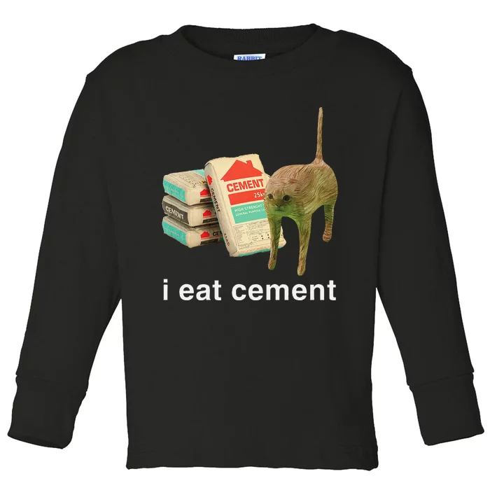 I Eat Cement Cursed Cat Funny Oddly Specific Dank Meme Gift Toddler Long Sleeve Shirt