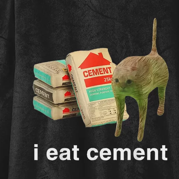 I Eat Cement Cursed Cat Funny Oddly Specific Dank Meme Hooded Wearable Blanket