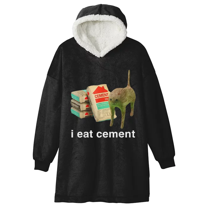 I Eat Cement Cursed Cat Funny Oddly Specific Dank Meme Hooded Wearable Blanket