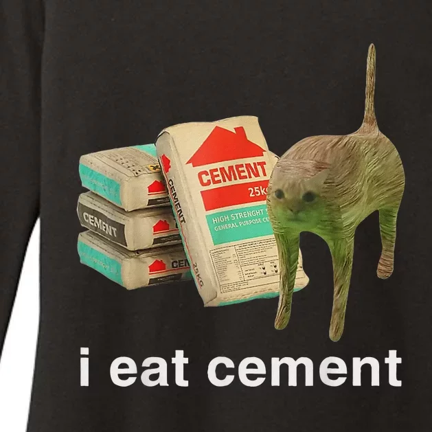 I Eat Cement Cursed Cat Funny Oddly Specific Dank Meme Womens CVC Long Sleeve Shirt