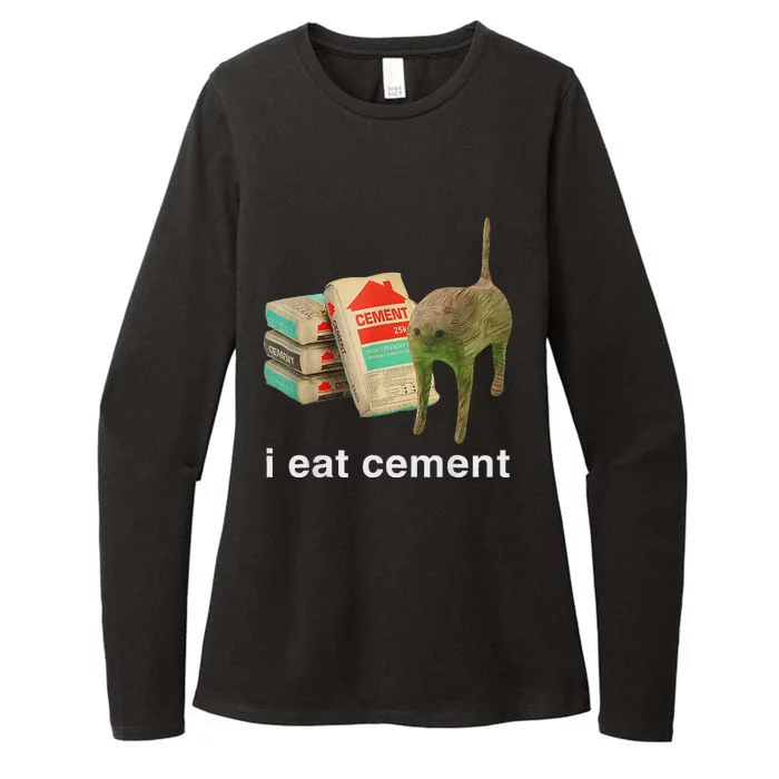 I Eat Cement Cursed Cat Funny Oddly Specific Dank Meme Womens CVC Long Sleeve Shirt