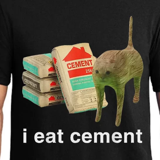 I Eat Cement Cursed Cat Funny Oddly Specific Dank Meme Pajama Set